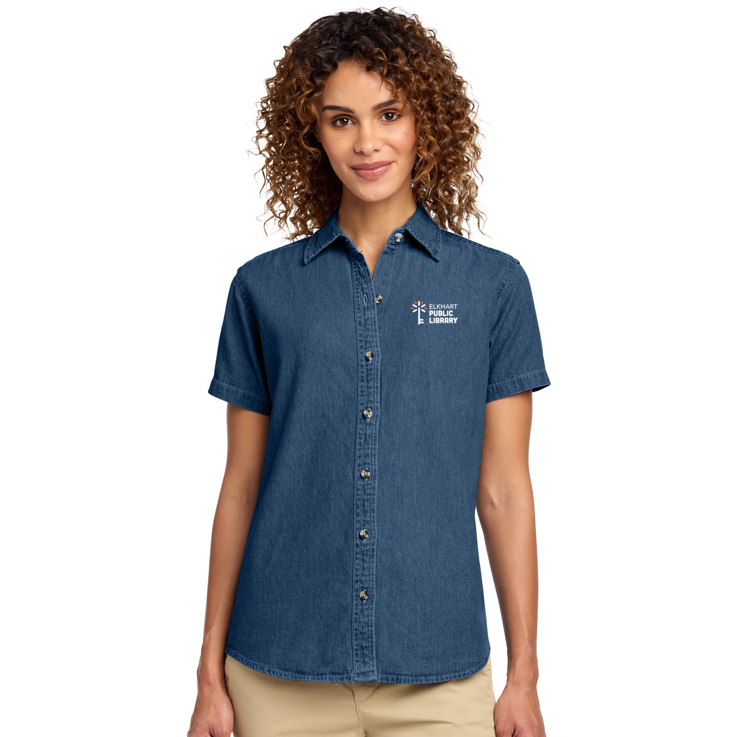 30 - Port & Co™ Women's Short Sleeve Value Denim Shirt